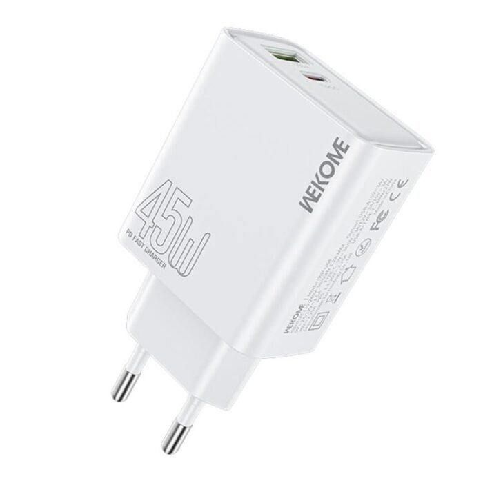 WK WP-U64 45W Kinkong Flash Charge USB+Type-C Port Fast Charger, EU Plug, UK Plug, US Plug - Image 1